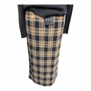 🖤 Slate Wool Plaid Maxi Skirt | NWT | XL | Stretch Waist | Classic Fall Style